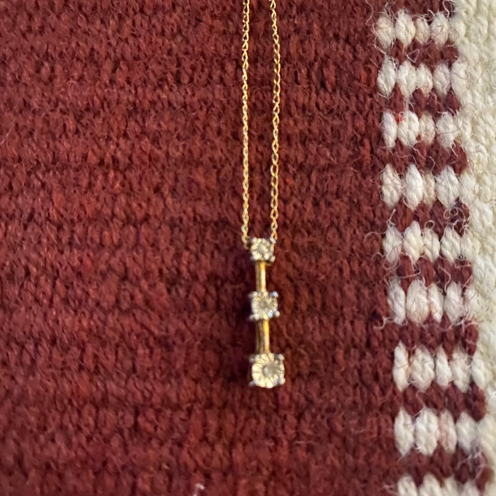 14k gold past present future diamond necklace